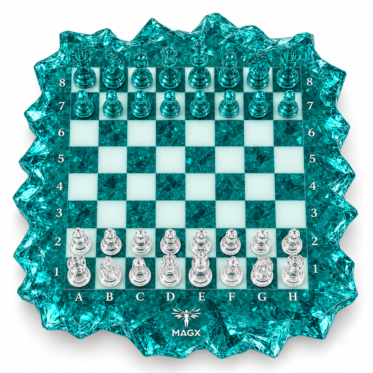 Turquoise Tide — Sculptural Resin Chess Set, Made to Order by MAGX