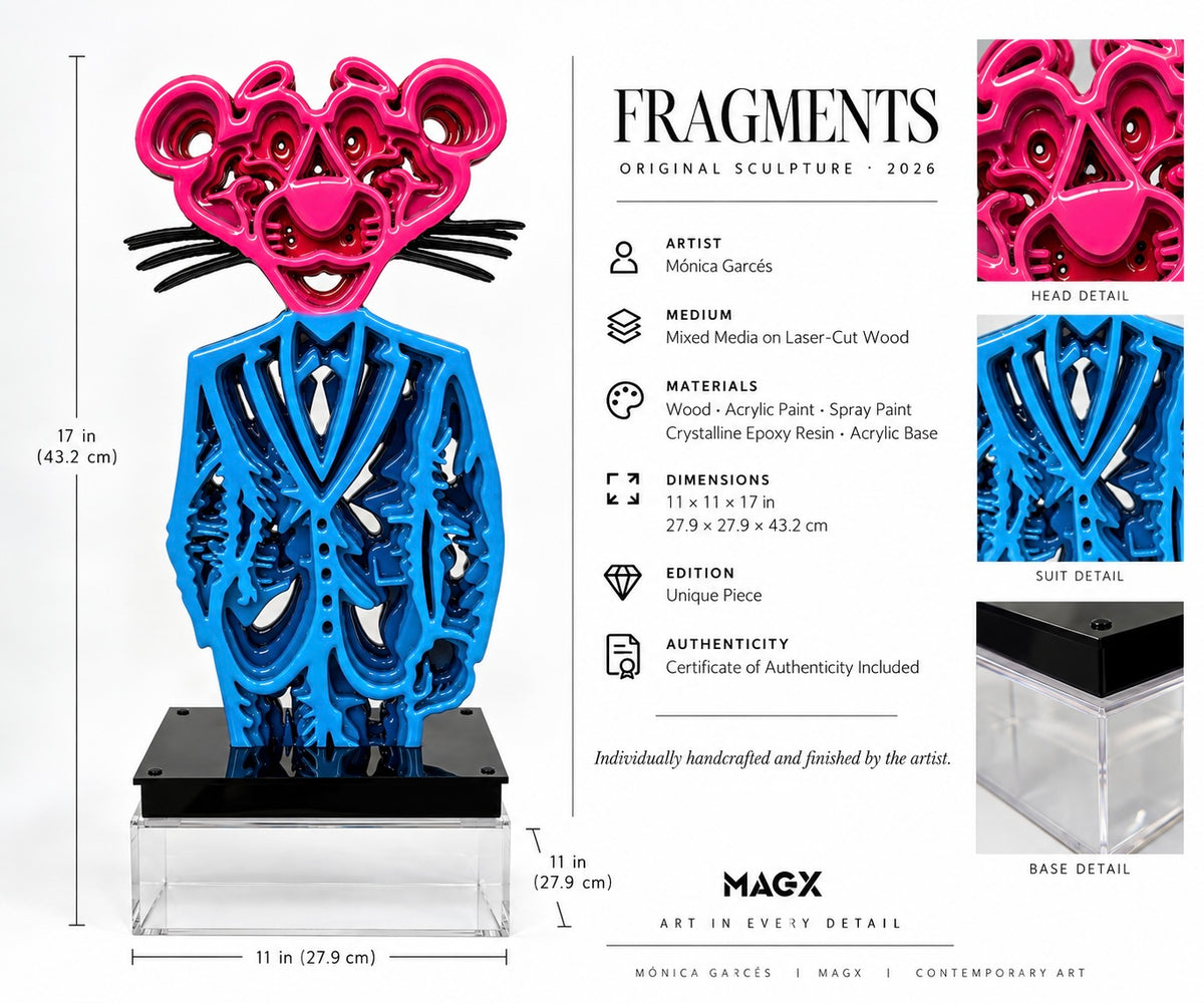 Panther Resin and Wood Sculpture — Fragmentos, One of One Contemporary Art by Mónica Garcés