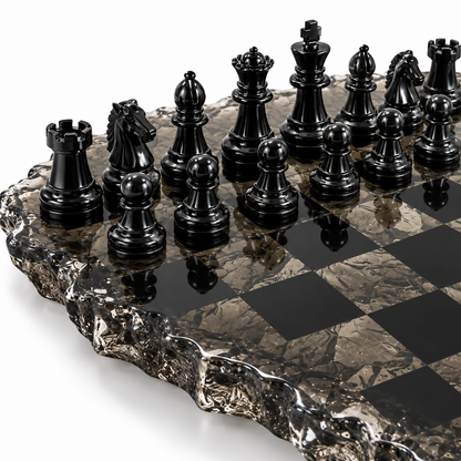 Black Ice — Sculptural Resin Chess Set, One of One by MAGX
