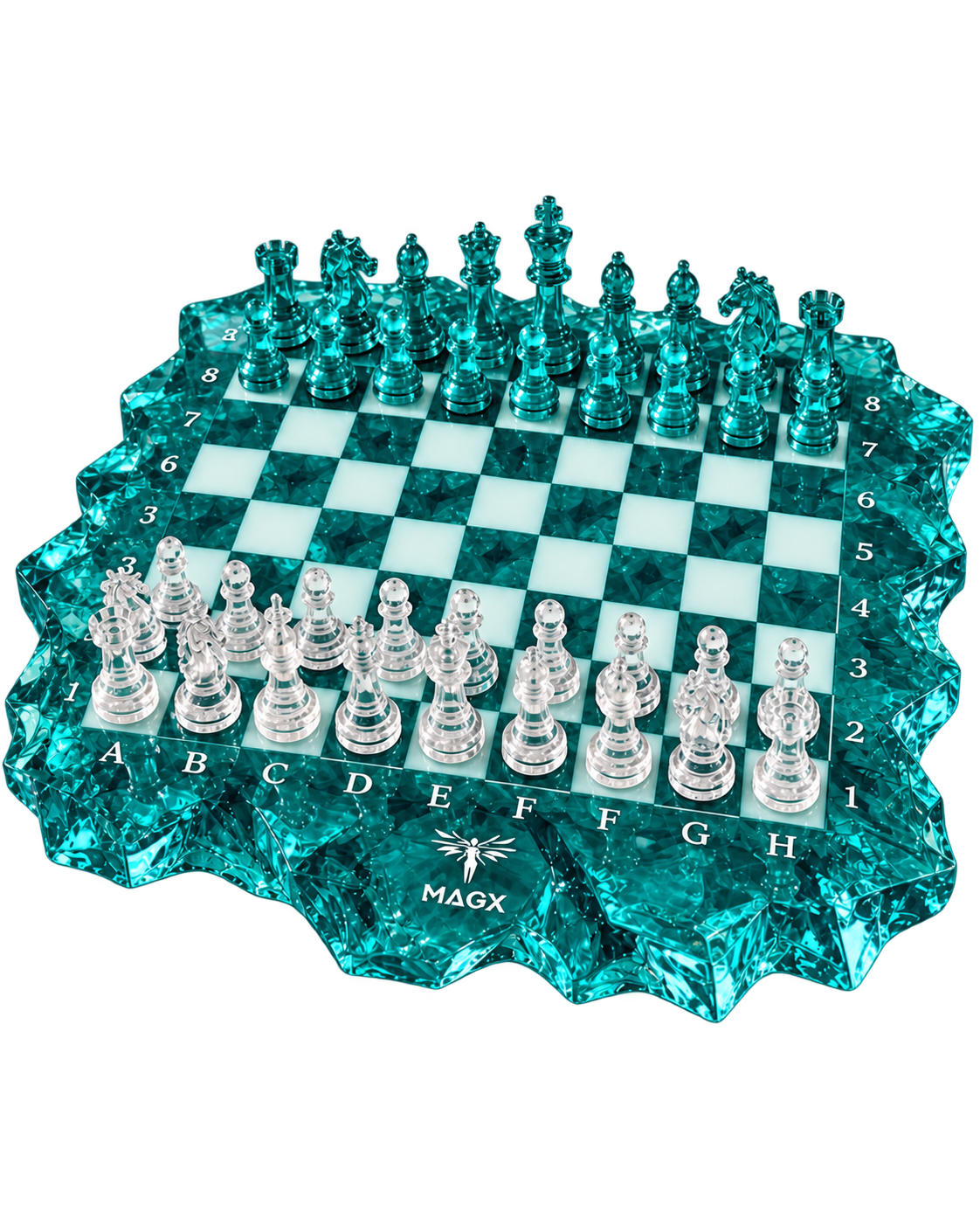 Turquoise Tide — Sculptural Resin Chess Set, Made to Order by MAGX
