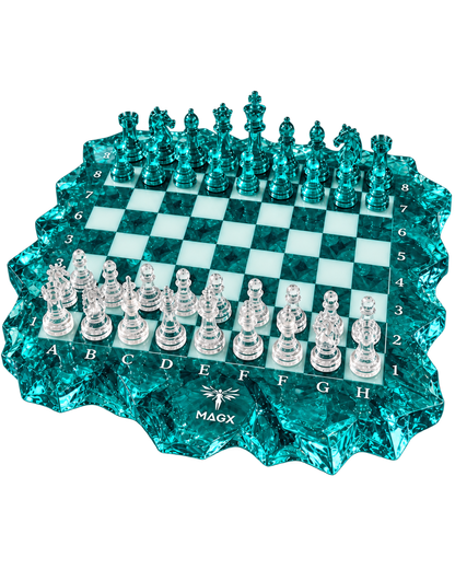 Turquoise Tide — Sculptural Resin Chess Set, Made to Order by MAGX