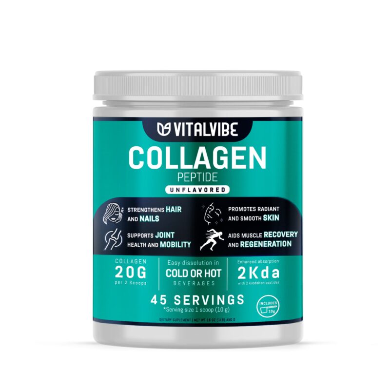 Bovine Collagen Peptides - 20 g per serving - Skin, hair, nails, joints, and muscles - 45 servings - VitalVibe (Copia)
