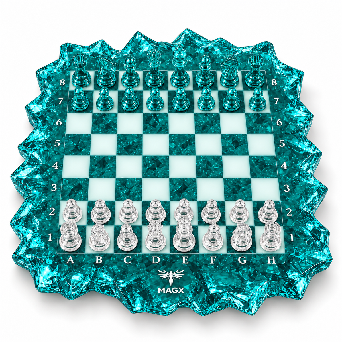 Turquoise Tide — Sculptural Resin Chess Set, Made to Order by MAGX