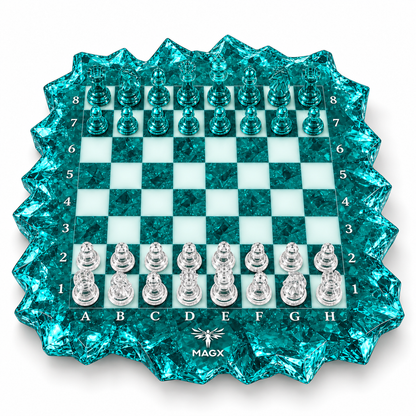 Turquoise Tide — Sculptural Resin Chess Set, Made to Order by MAGX