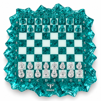 Turquoise Tide — Sculptural Resin Chess Set, Made to Order by MAGX