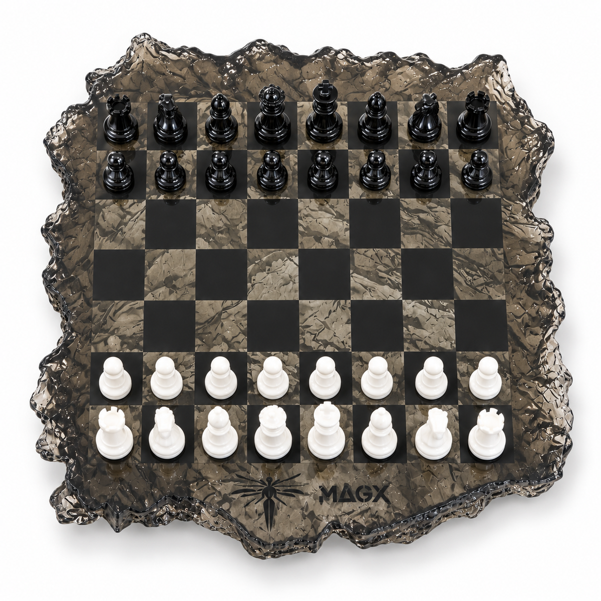 Black Ice — Sculptural Resin Chess Set, One of One by MAGX