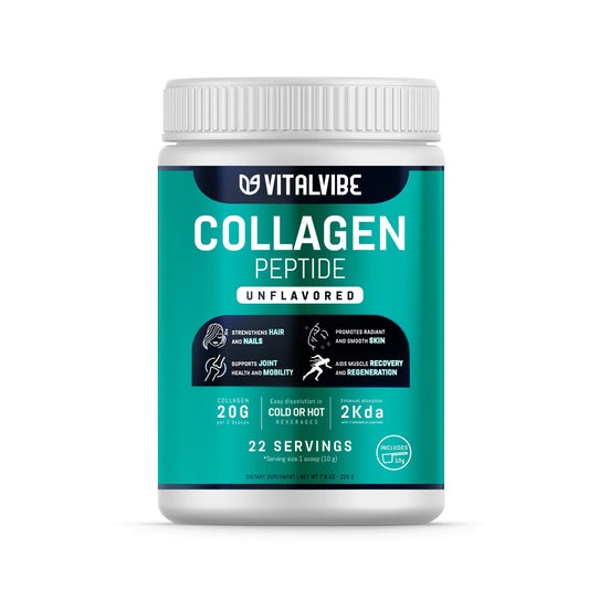 VitalVibe Collagen Peptides Powder – 22 Servings – Unflavored, Grass-Fed, Hydrolyzed – Supports Skin, Hair, Nails, Joints & Muscles – Fast Absorption – 100% Pure Collagen Supplement (Copia)